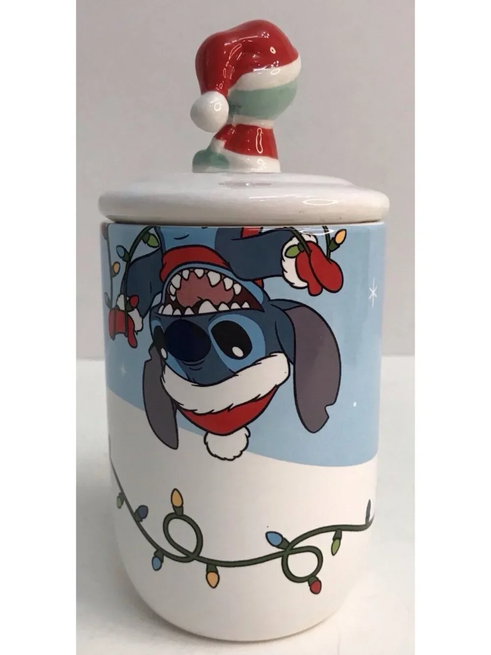 Disney Lilo and Stitch with Scrump Christmas Canister Jar Ceramic w/ Lid